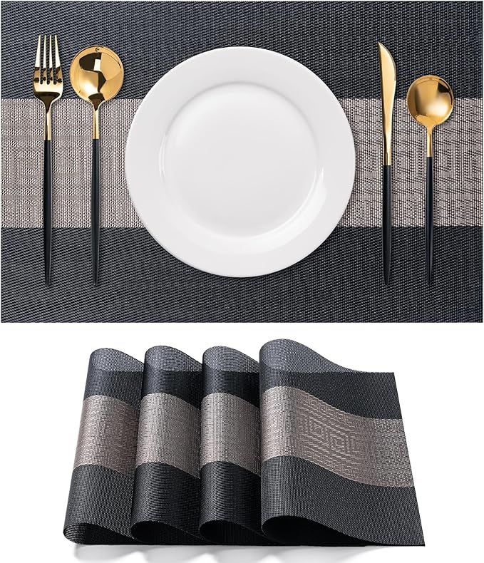 Placemats Set of 4 Washable Indoor | Outdoor Vinyl Place Mats by CADONO