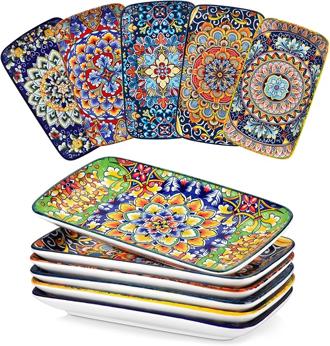 vancasso Simi 9.5 Inch Rectangular Dinner Plates Set of 6 by vancasso
