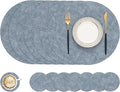 Round Faux Leather Placemat and Coaster 8 Packs, Washable Heat Resistant Dining by homing