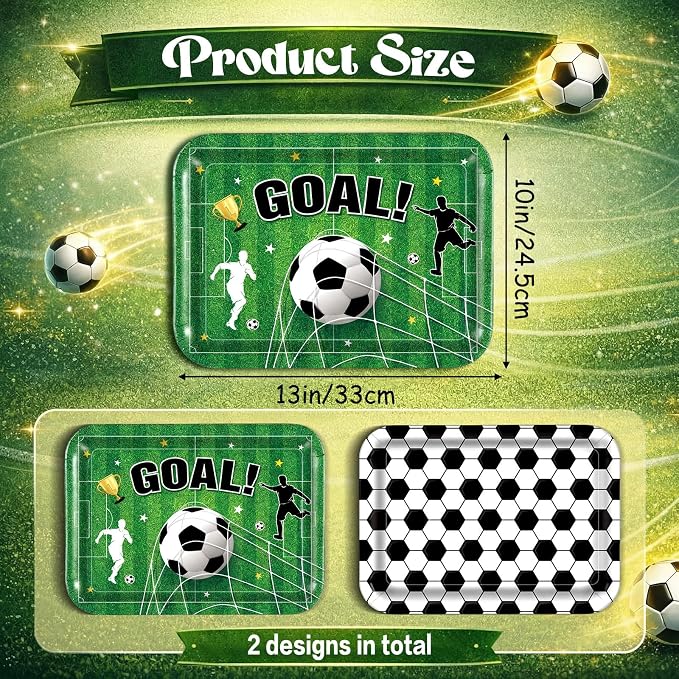 Vesici 4 Pack Soccer Melamine Serving Trays, 13 x 10 in Rectangular Serving - Image 2