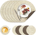 NCUE 13" Faux Leather Round Placemats Set of 6, Reversible Dual-Color | by NCUE