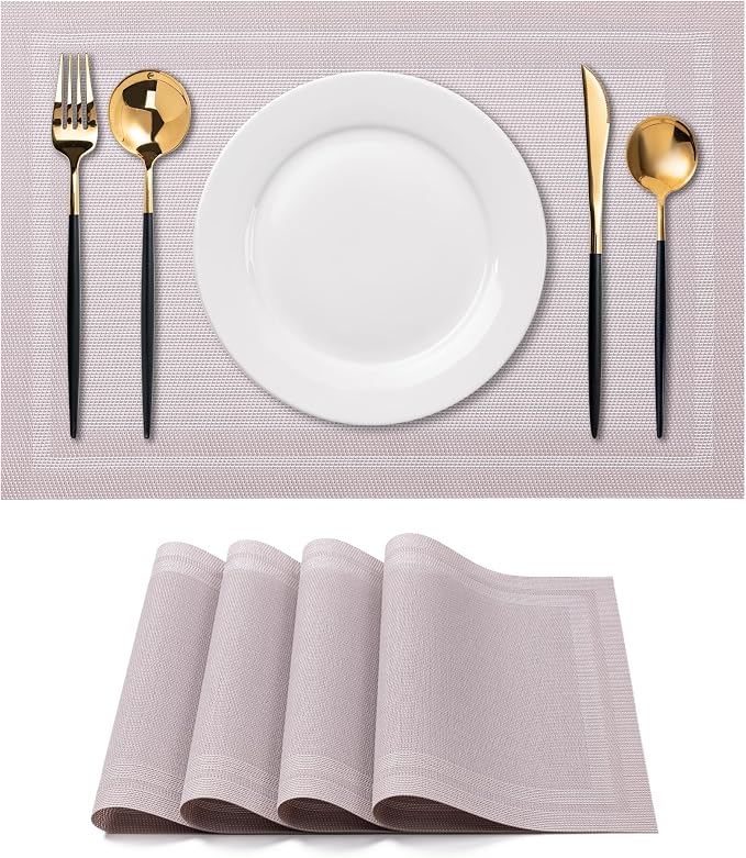 Placemats Set of 4 Washable Indoor | Outdoor Vinyl Place Mats by CADONO