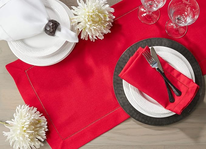 SARO LIFESTYLE Hemstitched Border Cocktail Napkin - Image 4