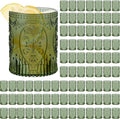 Qinyoung 100 Plastic Vintage Drinking Glasses 8.5oz Stemless Retro Embossed by Qinyoung