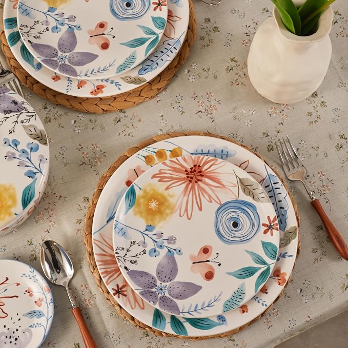 Bico Blossom Symphony Salad Plates Set of 4, 8.75 Inch Ceramic Dessert Plates - Image 6