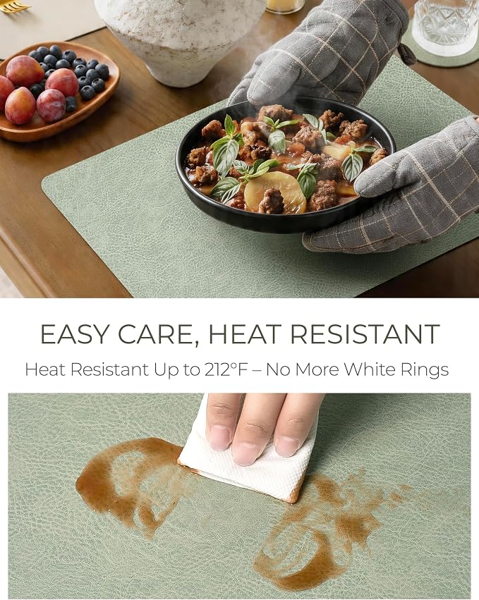 Leetaltree Reversible Faux Leather Placemats Set of 6, 12x17 Inch, Heat - Image 5
