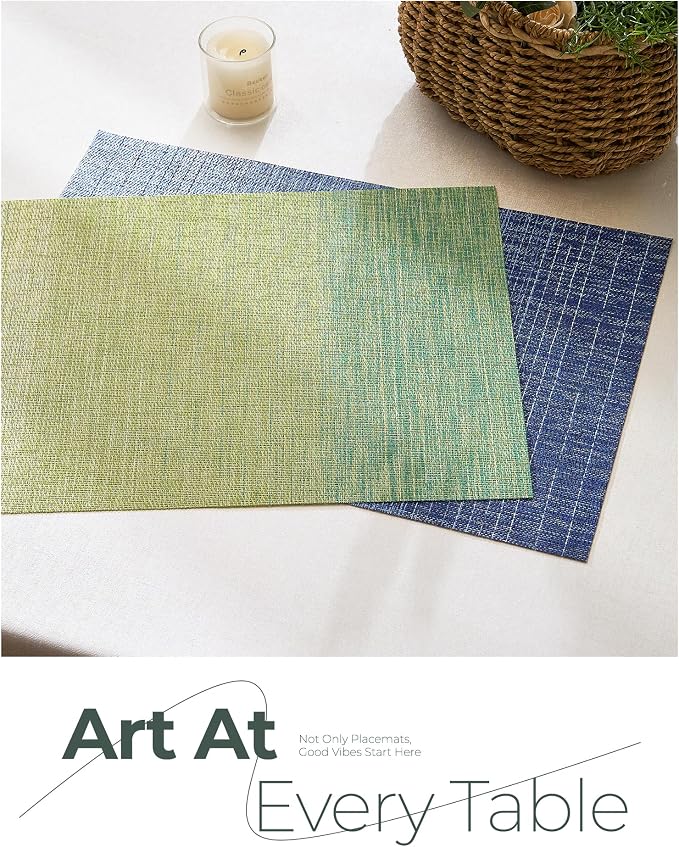 Leetaltree Gradient Green Woven Placemats Set of 6 - Image 8