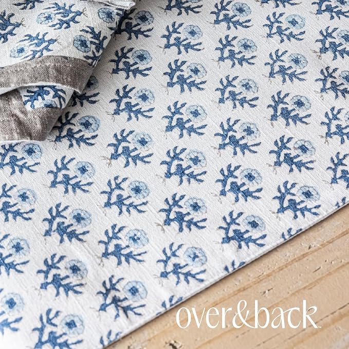 Over&Back 18x108 Hand-Blocked Printed Cotton Table Runner - Image 6