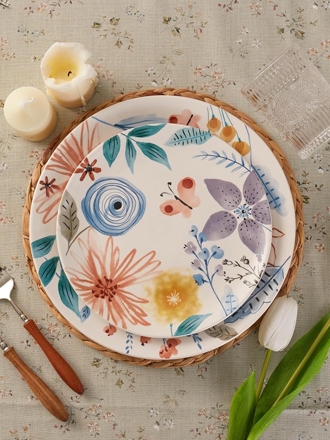 Bico Blossom Symphony Salad Plates Set of 4, 8.75 Inch Ceramic Dessert Plates - Image 5