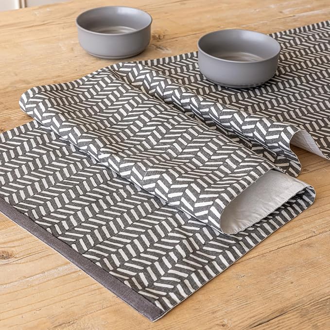 Over&Back 18x90 Hand-Blocked Printed Cotton Table Runner - Image 7