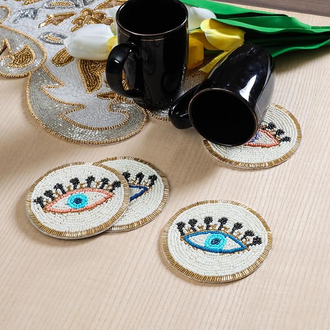 Beaded Coasters Set of 4, Absorbent Table Décor - Image 2