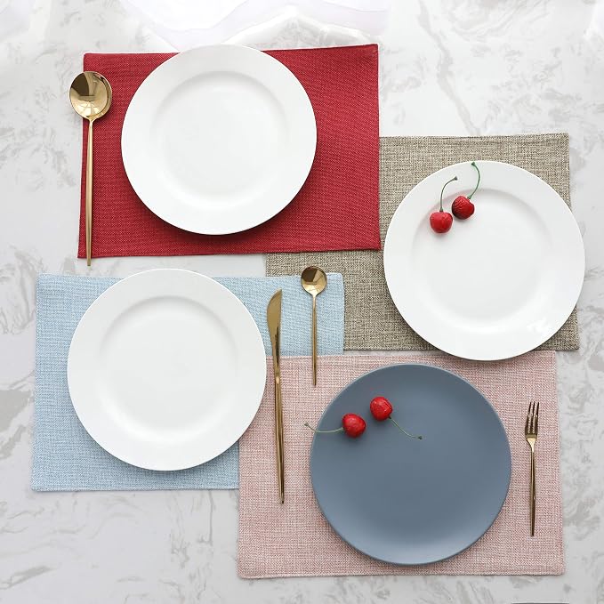 Home Brilliant Linen Placemats Set of 4 Heat Resistant Dining Table Cloth Place - Image 2