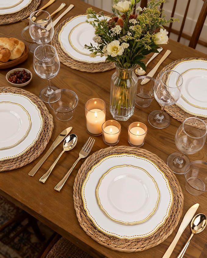 60 Pcs Ivory Gold Dessert Plates - Image 7