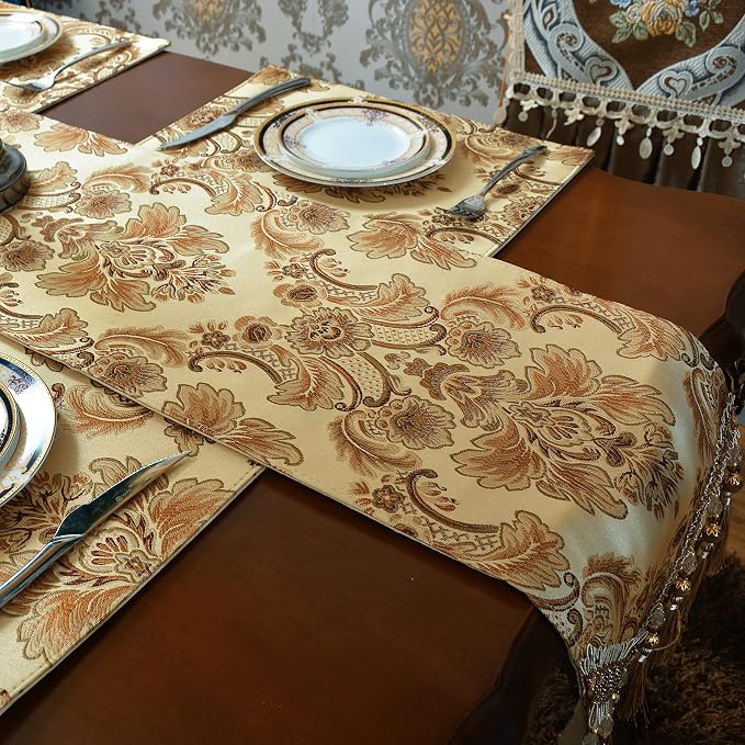 Luxury Velvet Gold Table Runner 120 Inches Long - Image 9