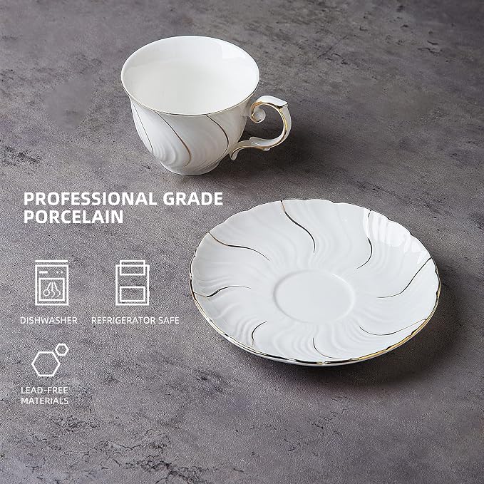 Agyiuns tea cups and saucers ceramic coffee mug 6oz - Image 3