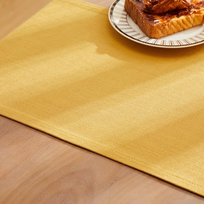 Rustic Cotton Linen Table Runner, 13x90 Inches Yellow | Farmhouse Style Linen - Image 6