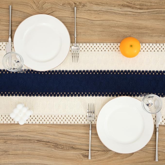 Boho Blue Table Runner, 12x72 Inches | - Image 2