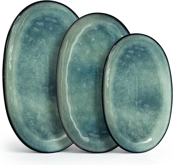 vancasso Ceramic Serving Platters Set of 3, Oval 16/14.7/13.5 Inch Stoneware by vancasso