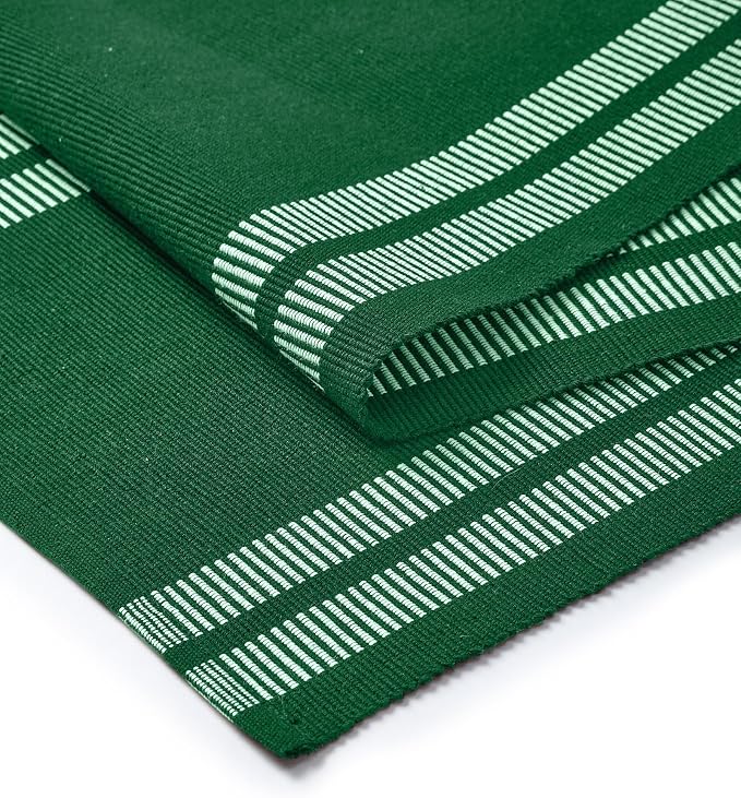 Encasa XO Table Runner, Yarn Dyed Ribbed Cotton 13"x94" | Ladder Dk Green - Image 5
