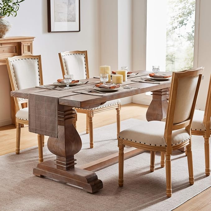 Linen Checked Farmhouse Table Runner, 13x72 Inches Cocoa Brown | Raised Grid - Image 3