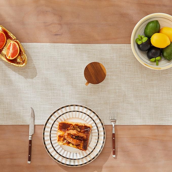 Rustic Cotton Linen Table Runner, 13x36 Inches Taupe | Farmhouse Style Linen - Image 5