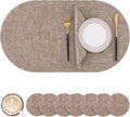 Homaxy Round Faux Leather Placemats and Coasters, Light Brown | Washable by Homaxy