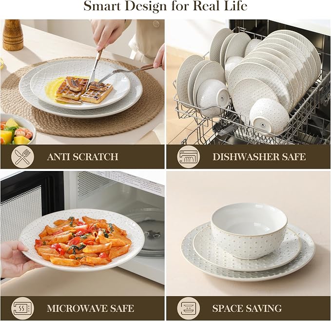 MALACASA 24-Piece Farmhouse Dinnerware Set - Image 4