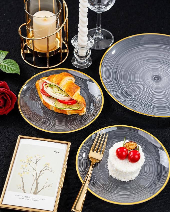 Morejoy 60Pcs Clear Plastic Plates, Modern swirl design Plate Include 30Clear - Image 5
