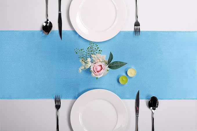 5-Pack Satin Table Runner Blue 12 x 108 inches Long, Table Runners - Image 2