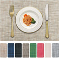 Vinyl Placemats Set of 8, PVC Woven Washable Non-Slip Table Mats, Heat by LANDVIEW