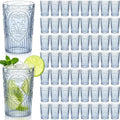 100 Pcs 16 oz Plastic Vintage Drinking Glasses Stemless Ribbed Highball Glasses by Unknown