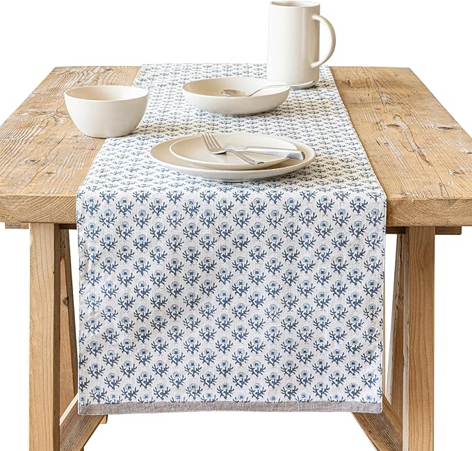 Over&Back 18x108 Hand-Blocked Printed Cotton Table Runner by overback
