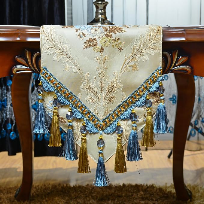 Extra Luxury Velvet Khaki Table Runner 72 Inches Long - Image 6