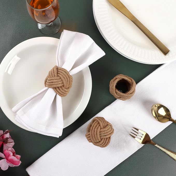 ALPHA Living HOME Rustic Jute Napkin Rings Set of 12 - Image 6