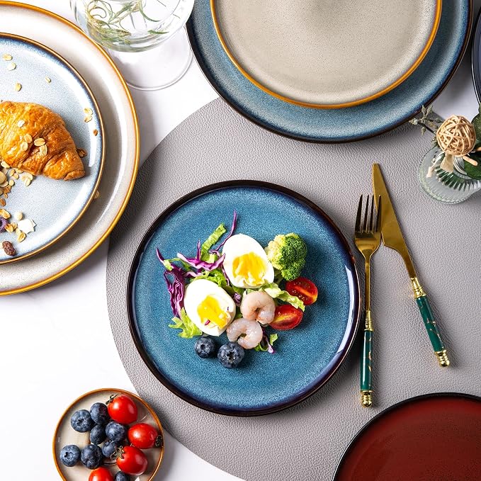 LERATIO Ceramic Plates Set of 6, 10.5 Inch Reactive Glaze Light Weight - Image 3