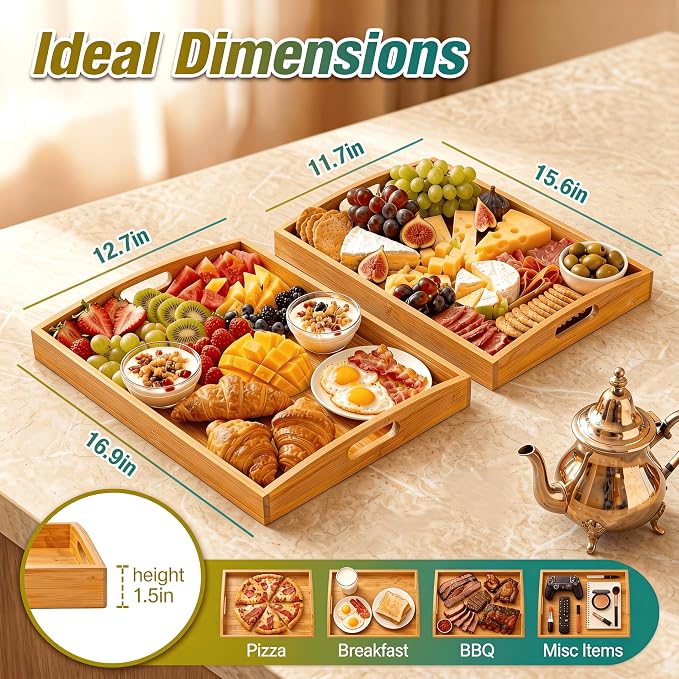Bamboo Serving Tray Set of 2 - Image 3