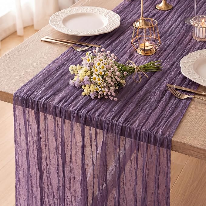 6 Pack Dusty Purple Cheesecloth Table Runner 120 Inch Boho Wedding Decor | by Fixwal