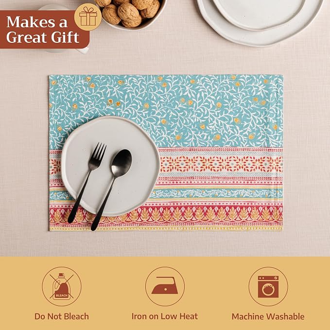 Maison d' Hermine Placemats Set of 4 Reusable 100% Cotton | Cloth Place Mats - Image 5