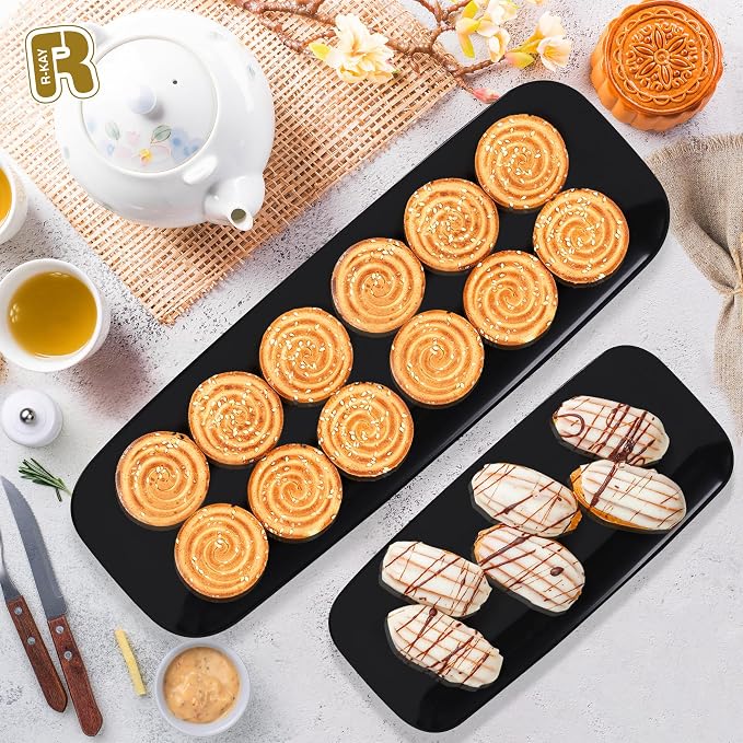 R-kay 4 Pack Black Plastic Serving Tray - Image 4