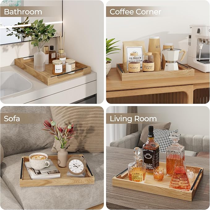 Wooden Serving Tray with Metal Handles|Ottoman Tray - Image 6