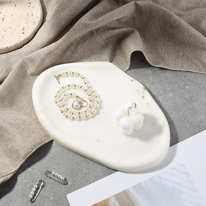 Luxurious White Marble Vanity Tray, Cloud Shape Serving Stone Key Tray - Image 5