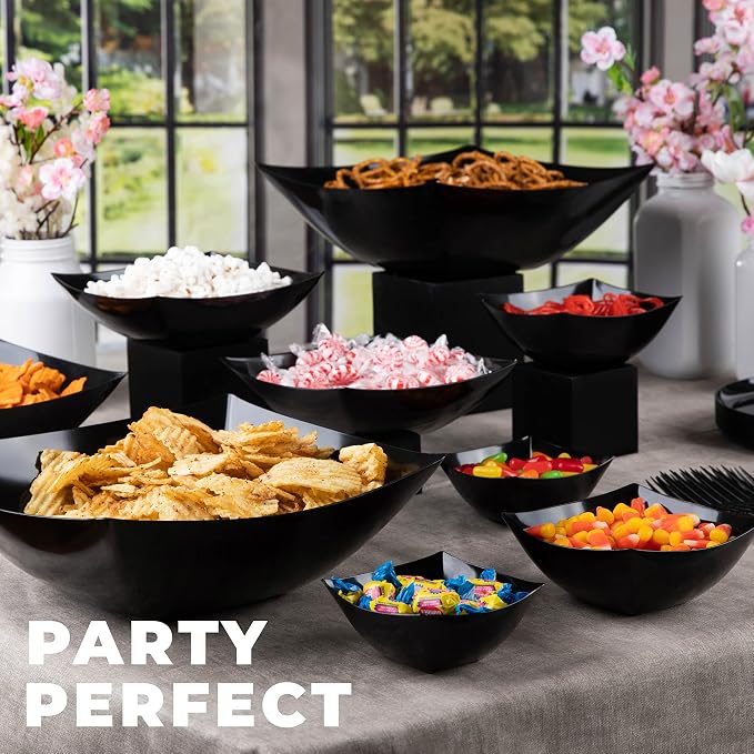 PLASTICPRO Disposable Square Serving Bowls, Party Snack or Salad Bowl, Plastic - Image 4