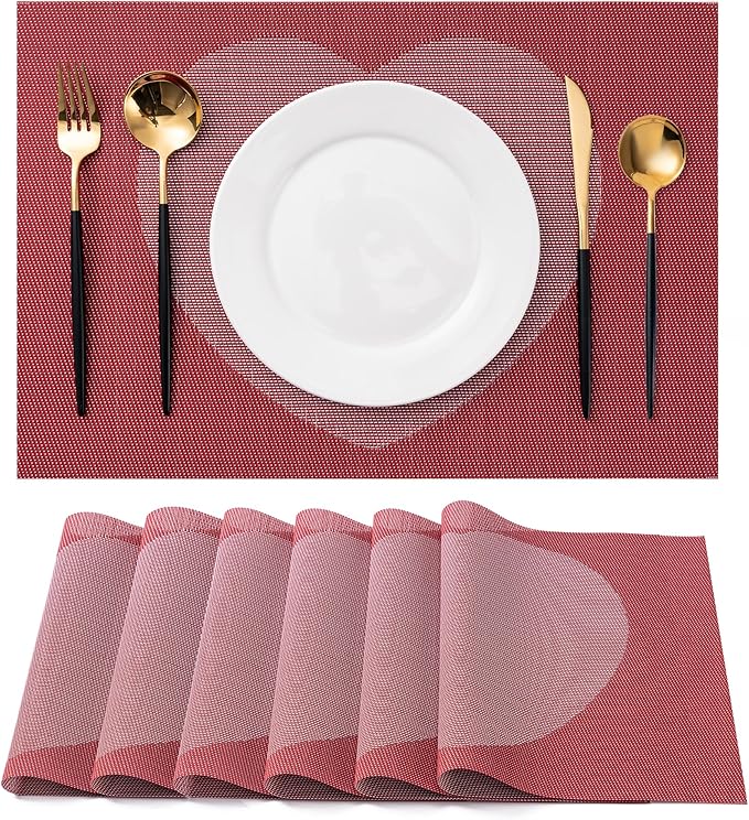 Placemats Set of 6 Washable Indoor | Outdoor Vinyl Place Mats by CADONO