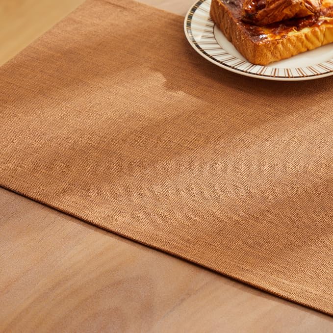 Rustic Cotton Linen Table Runner, 13x90 Inches Caramel | Farmhouse Style Linen - Image 6