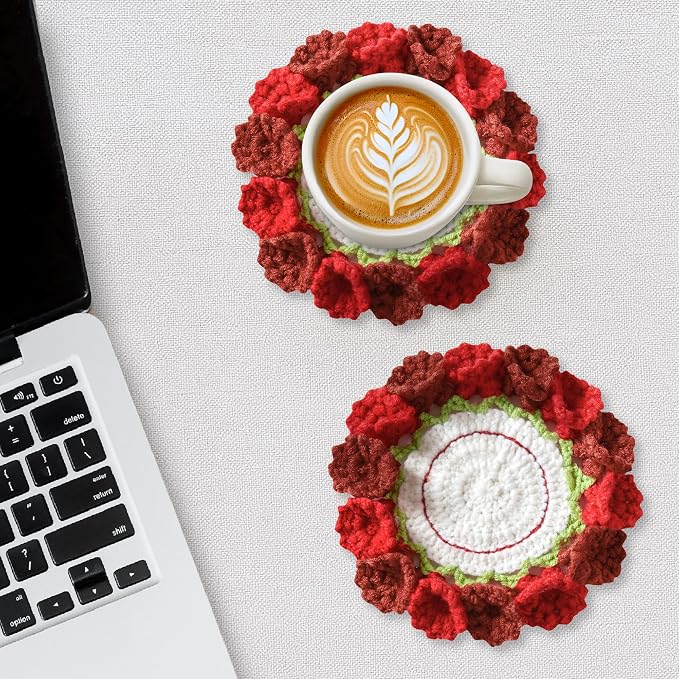 Crochet Flower Coasters, Handmade Bouquet Coasters - Image 5