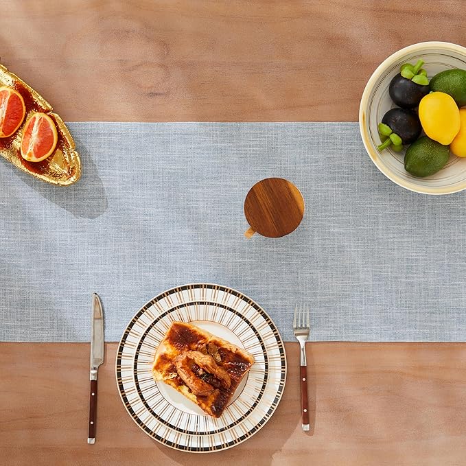 Rustic Cotton Linen Table Runner, 13x108 Inches Blue | Farmhouse Style Linen - Image 5