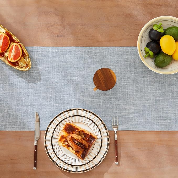 Rustic Cotton Linen Table Runner, 13x90 Inches Blue | Farmhouse Style Linen - Image 5