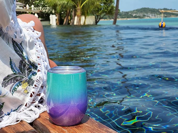 CHILLOUT LIFE 12 oz Stainless Steel Wine Tumblers 4 Pack - Image 6