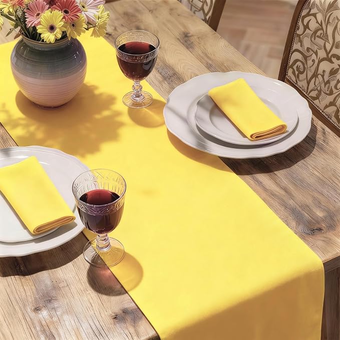 MEANMOY Yellow Table Runner 48 Inches Long Waterproof Table Runners | Washable - Image 6