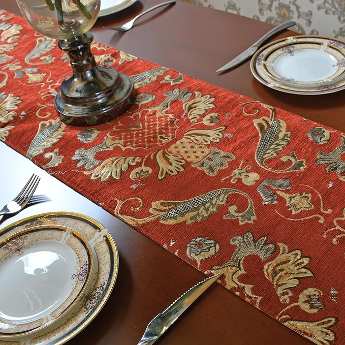 Extra Luxury Velvet Red Table Runner 120 Inches Long - Image 4